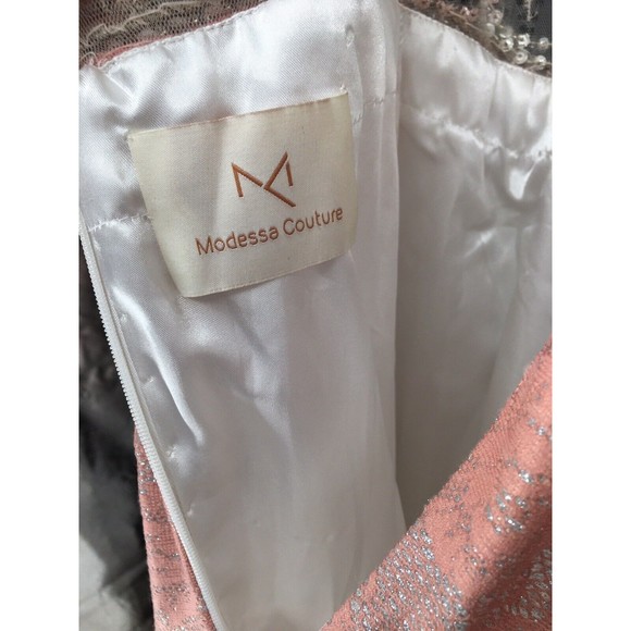 NWT Modessa Couture Light Pink Silver Beaded Ombré Illusion Gown Size 6 Prom - Picture 12 of 13